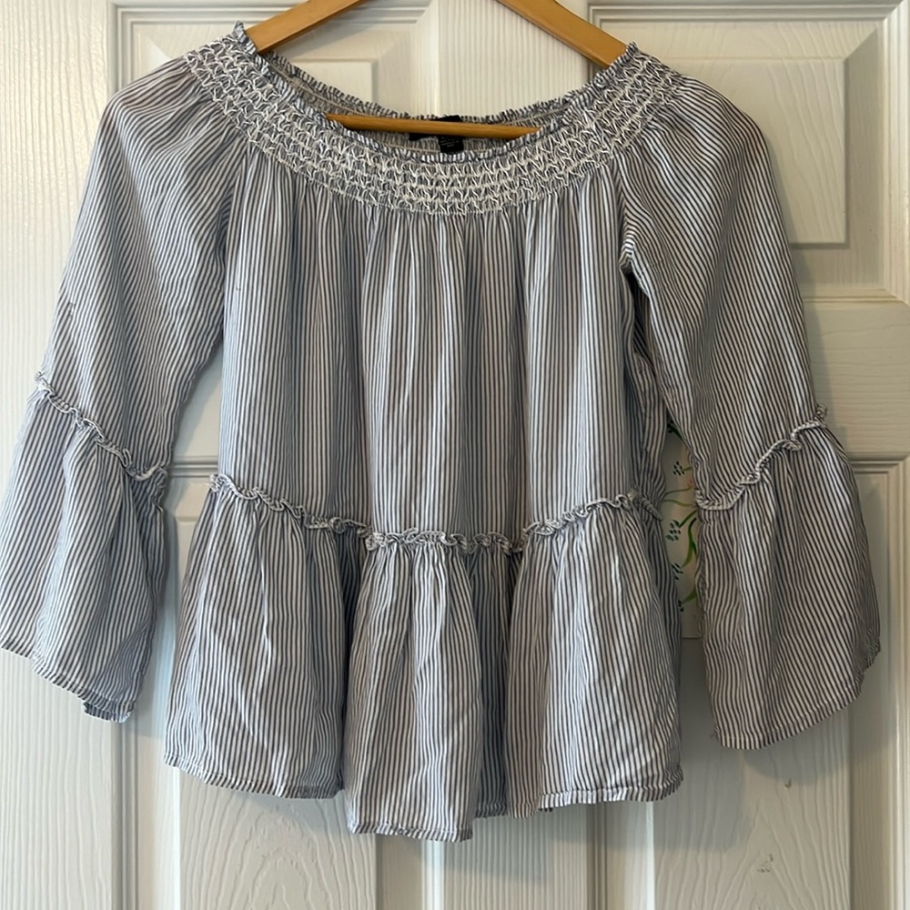 American Eagle Striped Off-Shoulder Top
